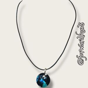 Bundle Sale 3 for $15 | 16-Inch Black Faux Leather Necklace with Glass Pendant